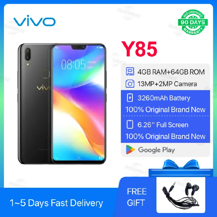 Refurbished VIVO Y85 4GB RAM 64GB ROM  6.26" 13MP+2MP 3260 mAh Dual SIM Android Smartphones/ Mobile Phones