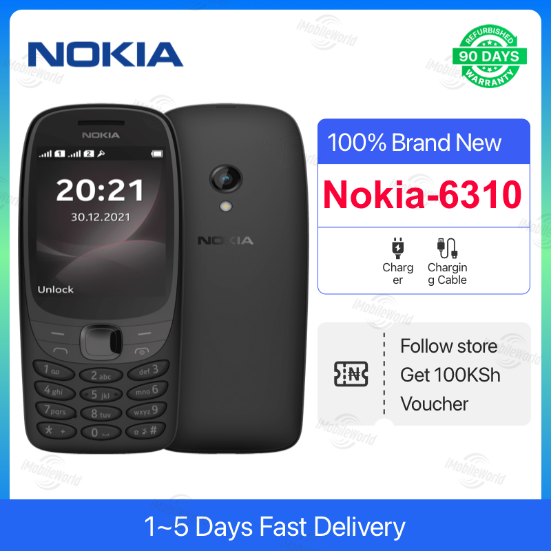 New Nokia 6310 Dual SIM Keypad Phone with a 2.8” screen, Wireless FM Radio and Rear Camera with Flash | Blach