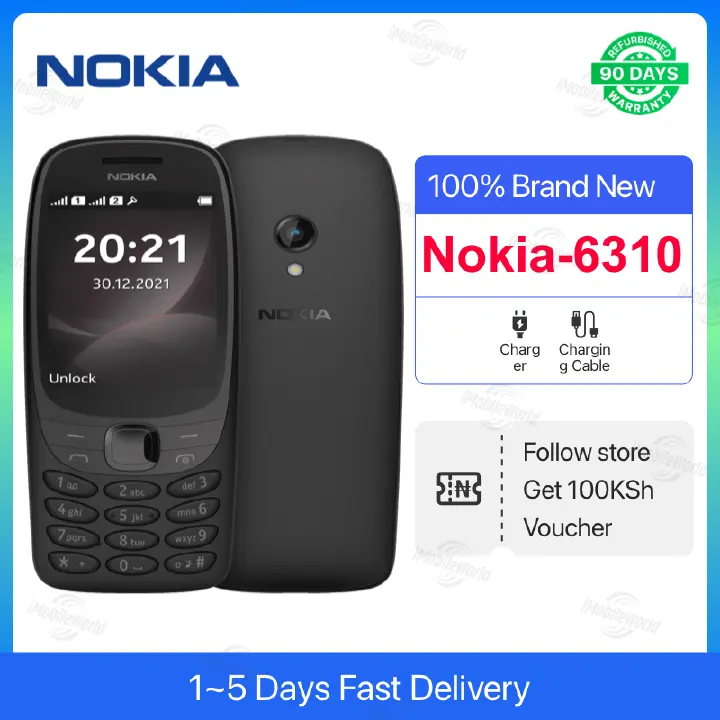 New Nokia 6310 Dual SIM Keypad Phone with a 2.8” screen, Wireless FM Radio and Rear Camera with Flash | Blach