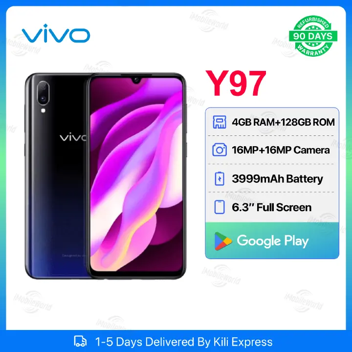 Refurbished VIVO Y97 4GB RAM 128GB ROM   6.3inch 2200-3999mAh Dual SIM 16MP+16MP Android Smartphones/Mobile Phones