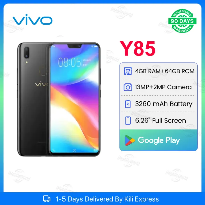 Refurbished VIVO Y85 4GB RAM 64GB ROM  6.26" 13MP+2MP 3260 mAh Dual SIM Android Smartphones/ Mobile Phones