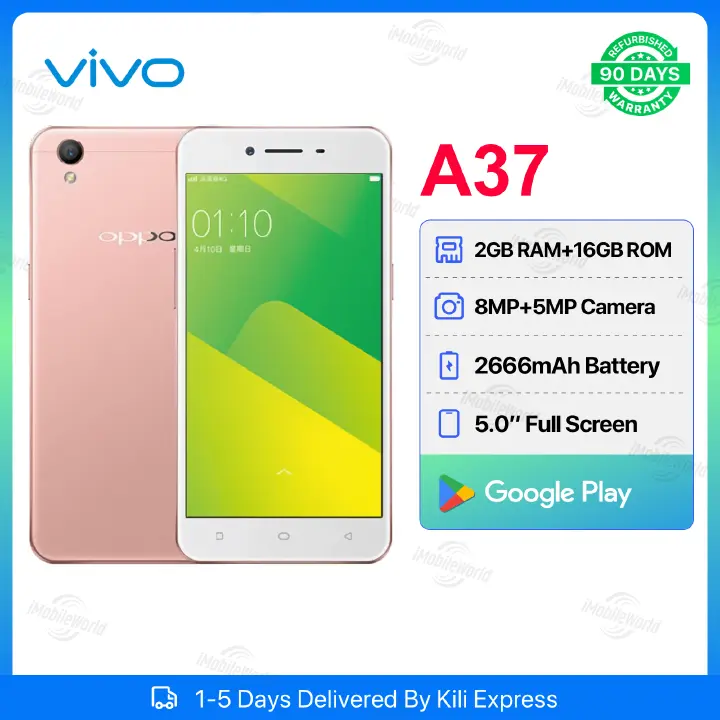 Refurbished OPPO A37 2GB RAM 16GB ROM 5" Screen 2630 mAh Dual SIM 5MP+8MP Android Smartphones/ Mobile Phones