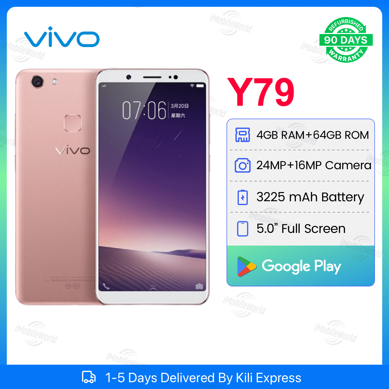 Refurbished Vivo Y79 4GB RAM 64GB ROM 5.99inch " 3225 mAh Dual SIM 4608 x 3456 pixels Android Smartphones/ Mobile Phones
