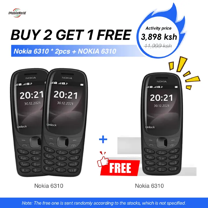 【Buy 2 Get 1 Free】New Nokia 6310 Dual SIM Keypad Phone with a 2.8” screen, Wireless FM Radio and Rear Camera with Flash | Blach