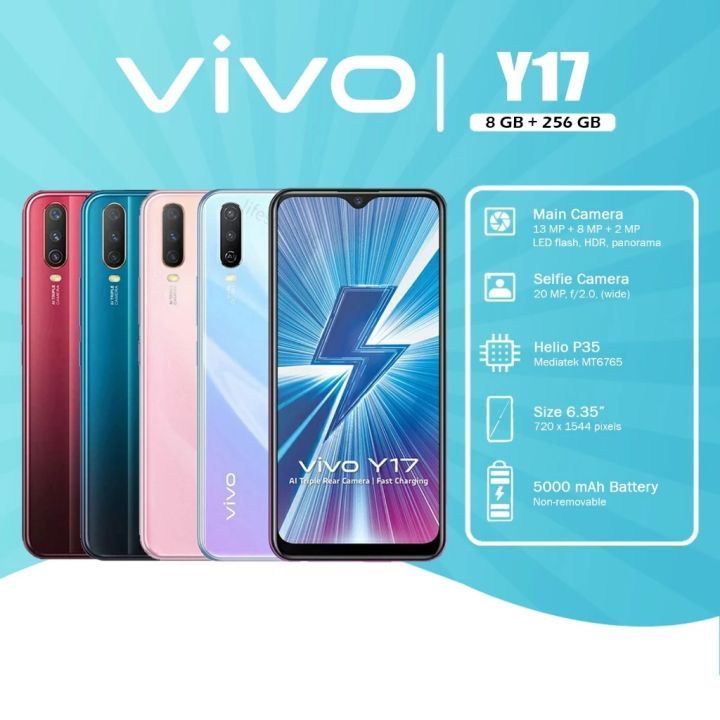 【Buy 1 Get 1 PowerBank Free】Refurbished VIVO Y17 4GB RAM + 128GB ROM 6.35" Screen 20MP+13MP Camera 5000mAh (Dual SIM) Android Smartphones/ Mobile Phones.