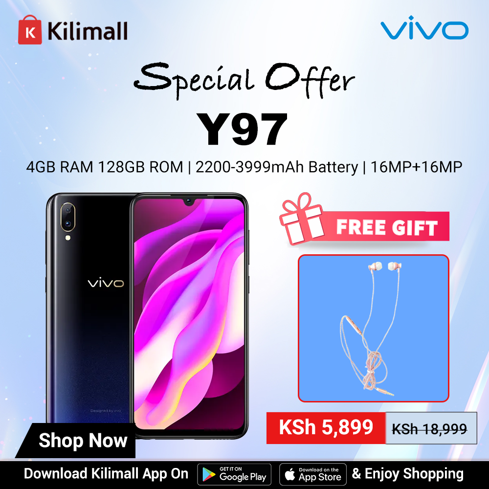【Buy 1 Get 1 Wired Earphone Free】Refurbished VIVO Y97 4GB RAM 128GB ROM   6.3inch 2200-3999mAh Dual SIM 16MP+16MP Android Smartphones/Mobile Phones+ GUOHAO Wired Earphone