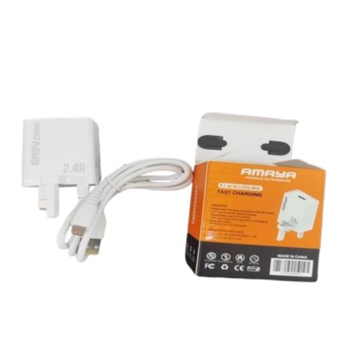 Amaya ACW-U50S-CC29 Single USB Wall Charger 2.4A Fast Charging Adapter with Micro USB Cable – Compact Design, Reliable Power for Android Phones & More