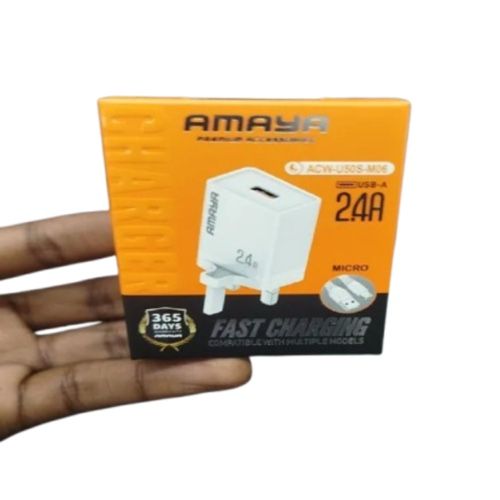 Amaya ACW-U50S-CC29 Single USB Wall Charger 2.4A Fast Charging Adapter with Micro USB Cable – Compact Design, Reliable Power for Android Phones & More