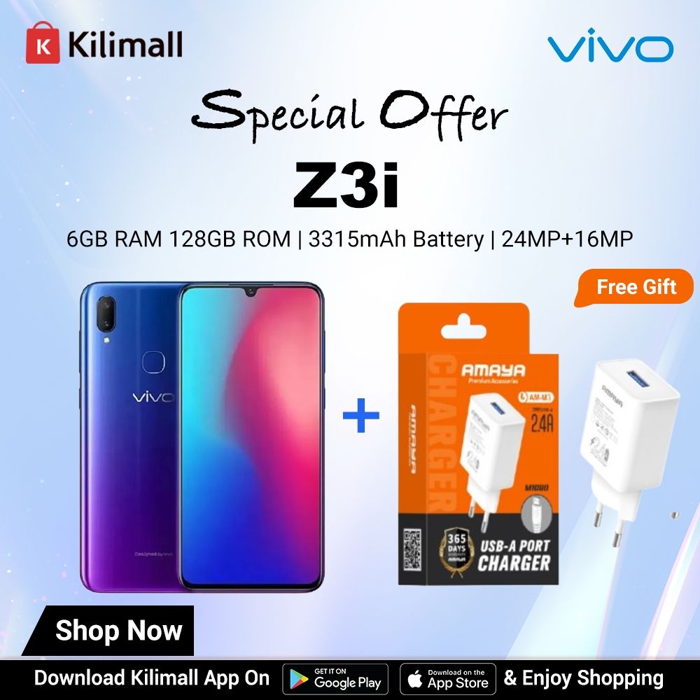 【Buy 1 Get 1 Charger Free】Refurbished VIVO Z3i 6GB RAM 128GB ROM 6.3inch " 3150 mAh Dual SIM 24MP+16MP Fingerprint Facial Android Smartphones/ Mobile Phones+AMAYA 2.4A USB Fast Charger
