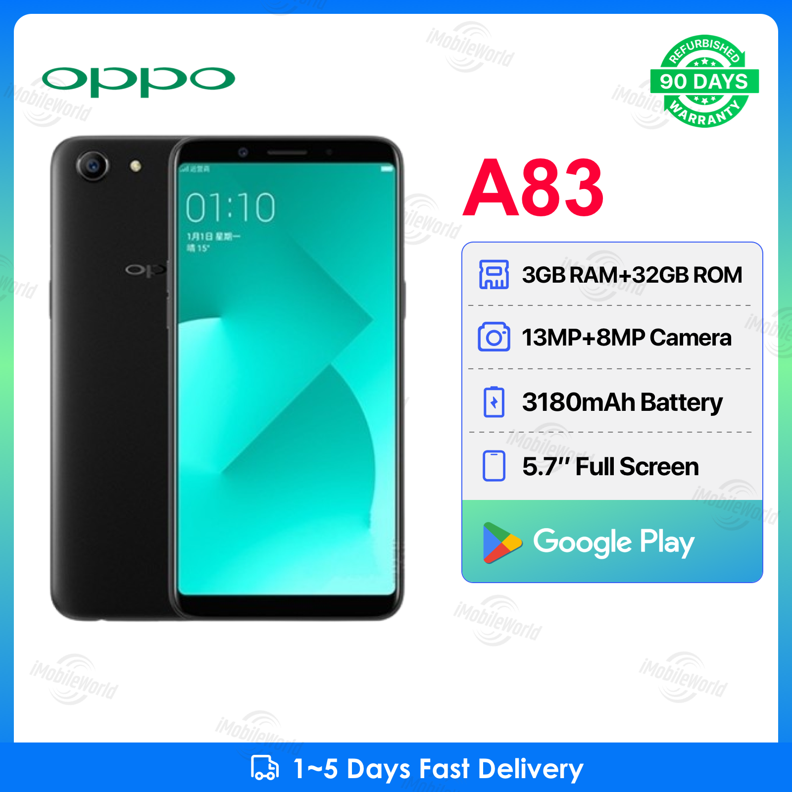 Refurbished OPPO A83 3GB RAM 32GB ROM 5.7inch 3200mAh Dual SIM 8MP+13MP  Android Smartphones/Mobile Phones