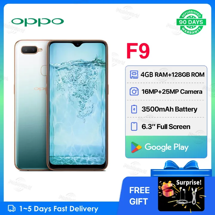 Refurbished OPPO F9 4GB RAM 128GB ROM 6.3inch " 3500 mAh Dual SIM 25MP+16MP Android Smartphones/ Mobile Phones