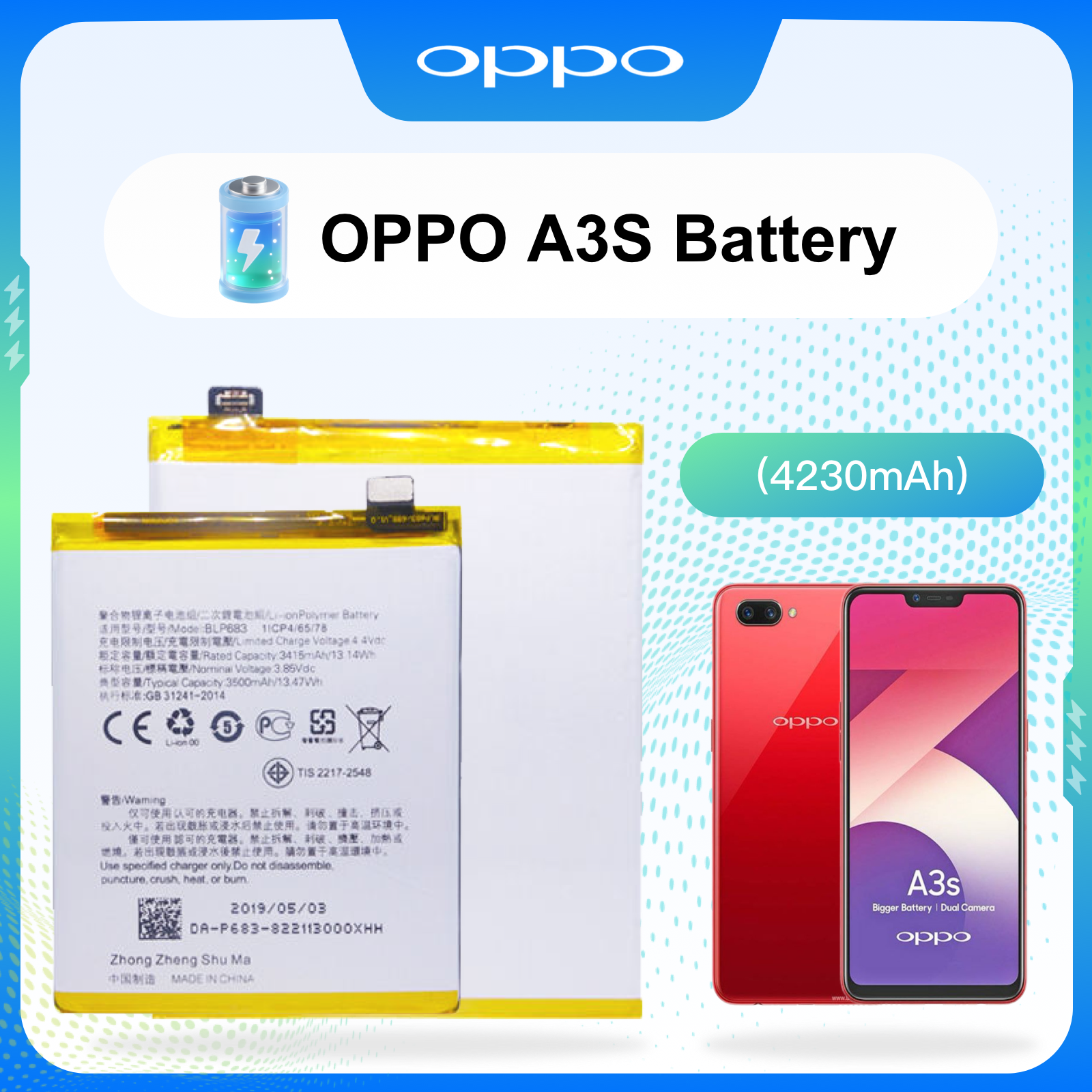 Brand New OEM-Grade Smartphone Battery | High-Capacity Safe Cell Compatible with vivo / OPPO (Specific Models)