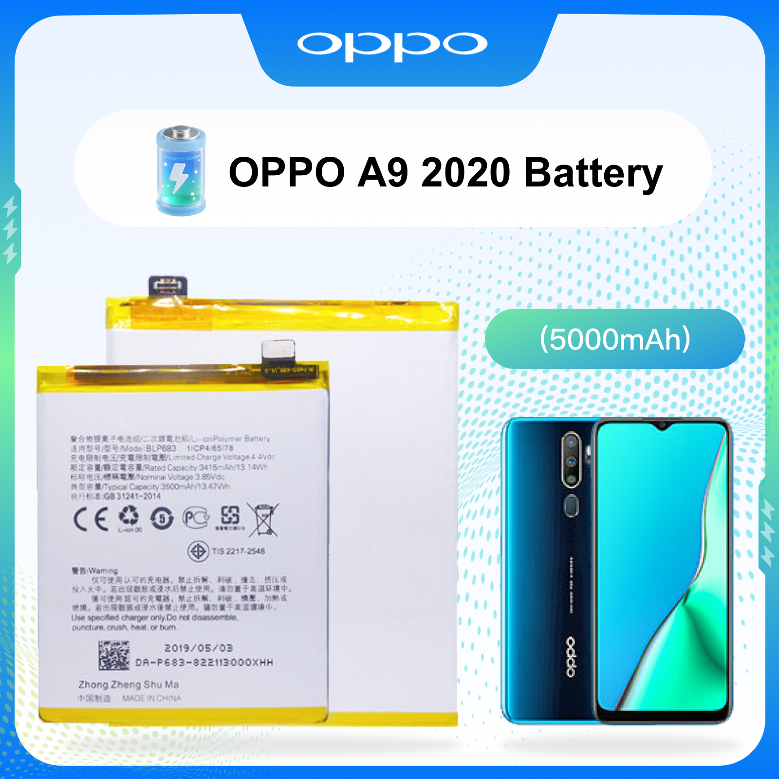 Brand New OEM-Grade Smartphone Battery | High-Capacity Safe Cell Compatible with vivo / OPPO (Specific Models)