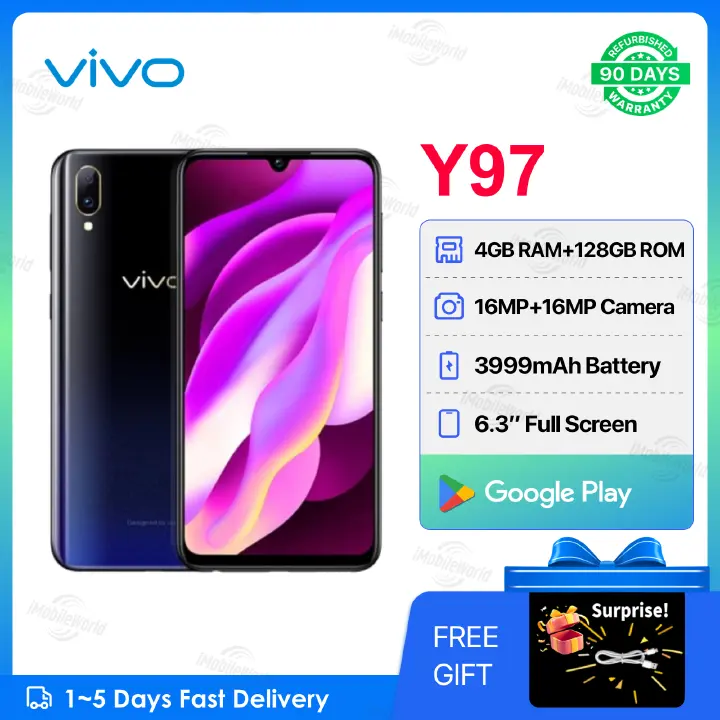 Refurbished VIVO Y97 4GB RAM 128GB ROM   6.3inch 2200-3999mAh Dual SIM 16MP+16MP Android Smartphones/Mobile Phones