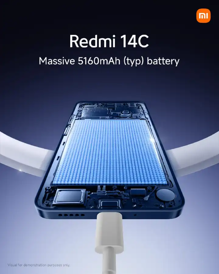 XIAOMI Redmi 14C 128GB Storage Upto 8(4+4)GB Ram 50MP AI Dual Camera Immersive 6.88" UHD Display Upto 120Hz Refresh Rate Dual Sim 5160mAh (typ) Battery Elegant glass back cover Smart Phone