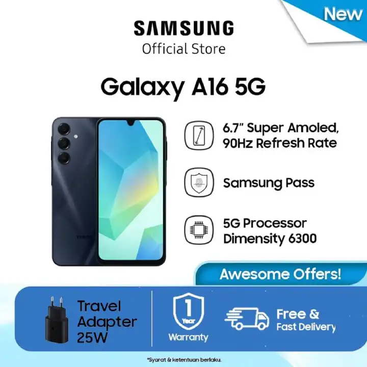 [BRAND NEW ] SAMSUNG GALAXY A16 5G 256GB Storage + 8GB Ram 6.7''  FHD+ Super AMOLED display Dual SIM, 50MP + 5MP + 2MP Main Camera with 13MP Front Camera 5000mAh smartphone phone