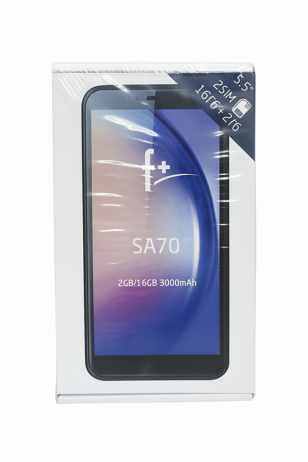 F+ SA70 5.5 INCH DISPLAY WITH 2GB RAM AND 16GB ROM DUAL SIM CARD PHONE, 5MP REAR CAMERA & 2MP FRONT CAMERA, 3000mAh BATTERY WITH BLUETOOTH CONNECTIVITY, FM RADIO ANDROID