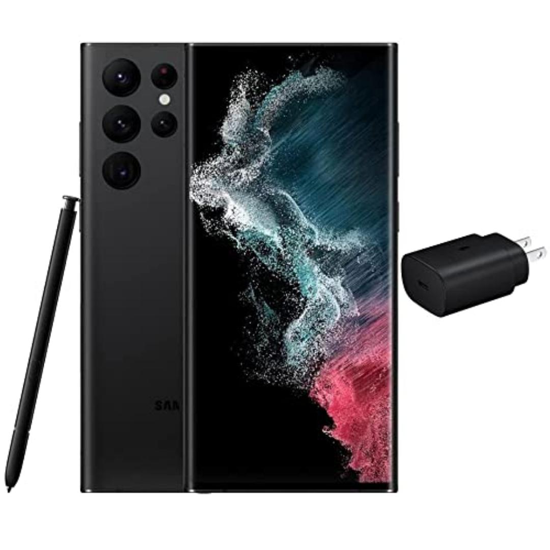 [Flagship Powerhouse] The Samsung Galaxy S22 Ultra 5G 256GB ROM +12GB RAM Smartphone 6.8" AMOLED Snapdragon 8 Gen 1 + S Pen  Dual SIM, 108MP Camera, 5000mAh Battery, 5G Smartphone -Black/Burgandy