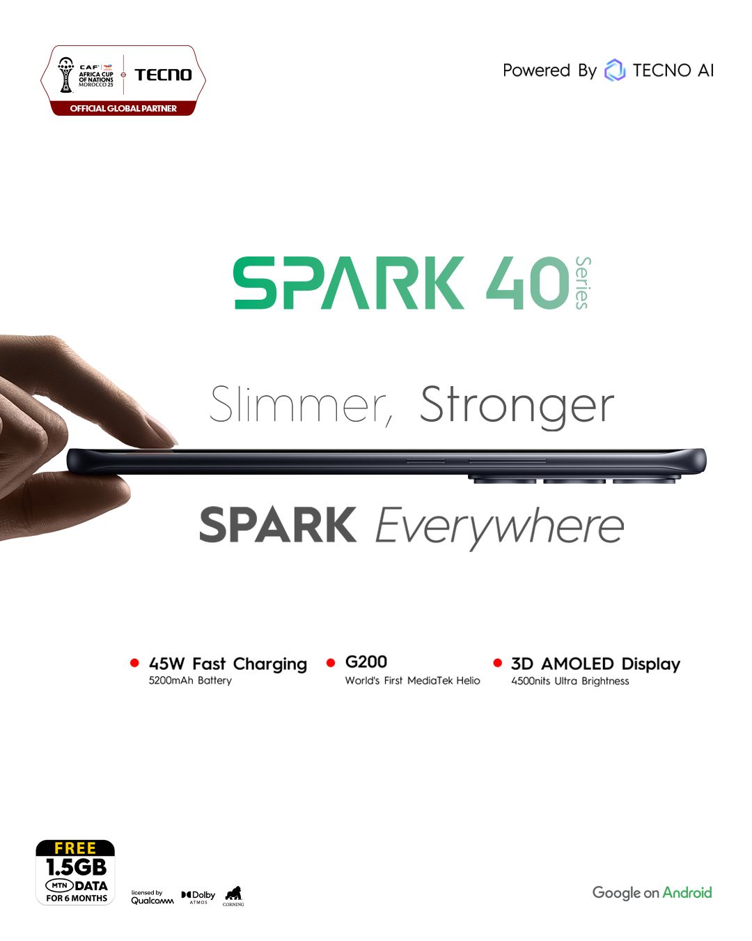 Tecno Spark 40 128GB + 8GB(4+4GB EXTENDED) 6.67'' Hole Screen Camera 50MP Main Camera 8MP Front Camera 45W Super Charging 5200mAh Battery Side Fingerprint smartphone + FREE GIFT GIFTS JUST FOR YOU