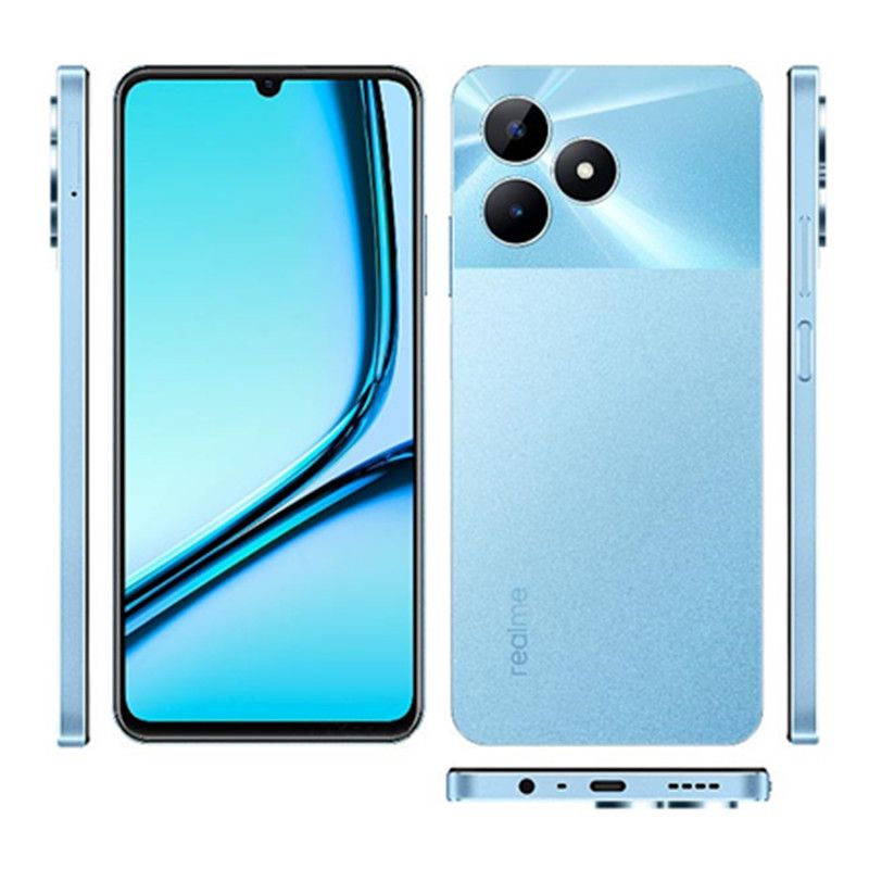 BRAND NEW Realme Note 50 3GB/64GB – 6.74″ IPS LCD 90Hz display, 13MP + aux rear cam, 5MP selfie, Unisoc T612, 5000mAh battery, Android 13 Realme UI T, dual SIM, 64-256GB storage options.