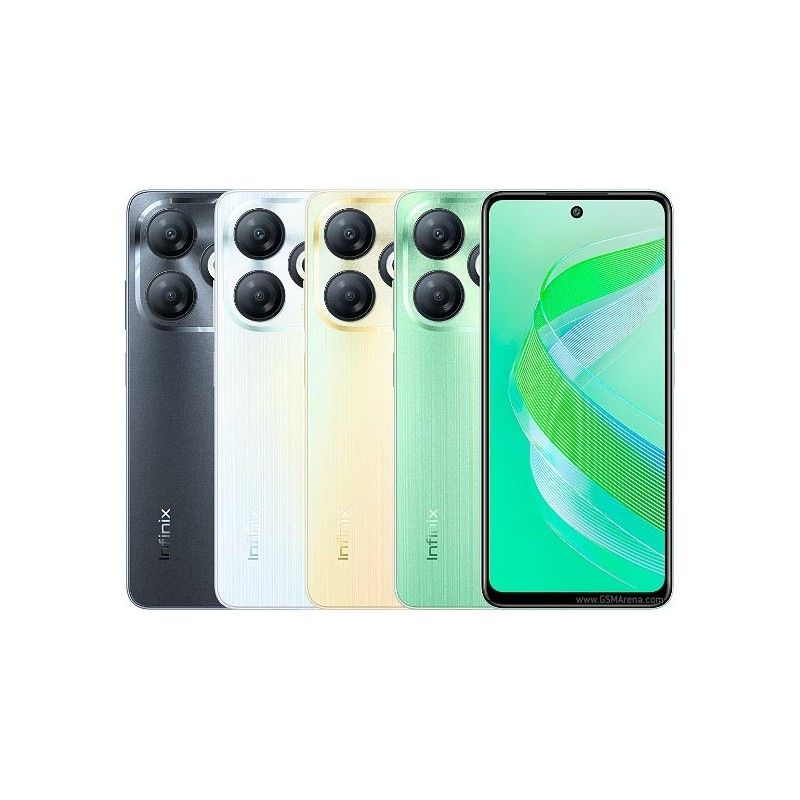 BRAND NEW Infinix Smart 8 128GB+4GB 90Hz 6.6'' HD+ Display 13MP Dual Rear Camera 8MP Selfie 5000mAh Battery Unisoc T606 Type-C Dual SIM Side Fingerprint Unlock Android 13 Smart Phone Timber Black, Shi