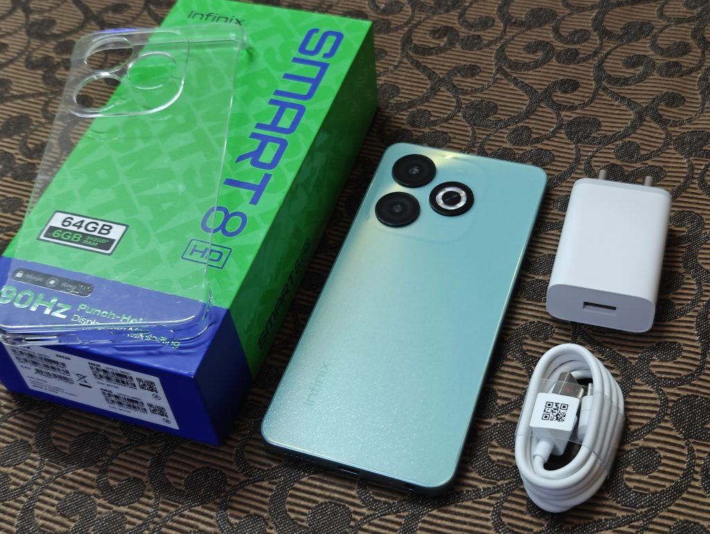 BRAND NEW Infinix Smart 8 128GB+4GB 90Hz 6.6'' HD+ Display 13MP Dual Rear Camera 8MP Selfie 5000mAh Battery Unisoc T606 Type-C Dual SIM Side Fingerprint Unlock Android 13 Smart Phone Timber Black, Shi