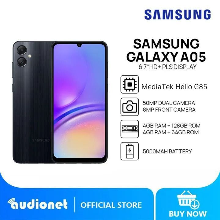 [Super Brand] New Samsung Galaxy A05 128GB+4GB 50MP Camera 6.7" 90Hz MTK Helio G85 (12nm) 5000mAh 25W Type-C Charge Android 13 Smart Phones phone