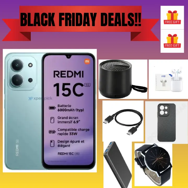REDMI 15C 128GB ROM 8(4+4) GB Ram 6.9'' LCD 50MP Main Camera 8MP selfie camera 6000mAh 33W Fast Charger Android 15 Xiaomi Hyper OS 2 Mediatek Side Fingerprint smart phones + FREE GIFTS FOR YOU
