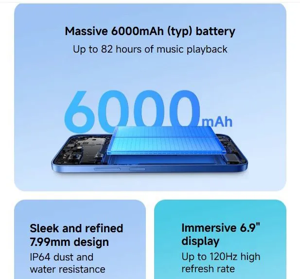 REDMI 15C 128GB Storage Upto 8(4+4)GB Ram 6.9'' FHD Immersive Display 50MP Main Cam +8MP front 6000mAh 33W Fast Charger Xiaomi Hyper OS Side Fingerprint Smartphone smart phones