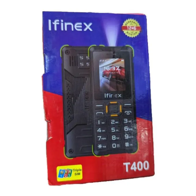 Ifinex T400 TRIPLE SIM CARD FEATURE PHONE WITH Bluetooth /Wireless FM/SD Slot kabambe/katululu/mulika mwizi/button feature phone
