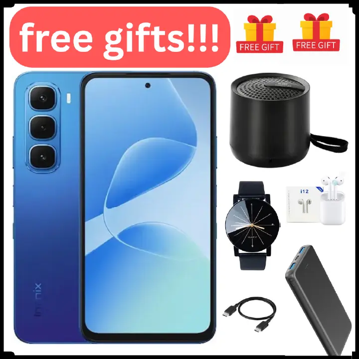[Brand New] Infinix Hot 60i 128GB+12(6+6)GB 6.7" 120Hz Screen 4G Phone Dual SIM 5160mAh Battery 45W Charging 50MP Camera Fingerprint Lock Android 15 G81 Smart AI smart Phones + free gifts