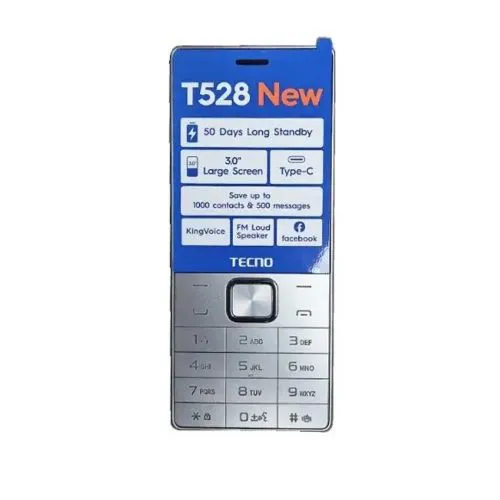 [NEW ARRIVAL!!!!NEW TECNO T528 SCREEN 3.0” STORAGE 16MB ROM+8MB RAM, FM RADIO,DUAL SIM,KING VOICE 2500MAH BATTERY CAPACITY,TYPE C CHARGER,CAMERA,NEW ARRIVAL FEATURED PHONE