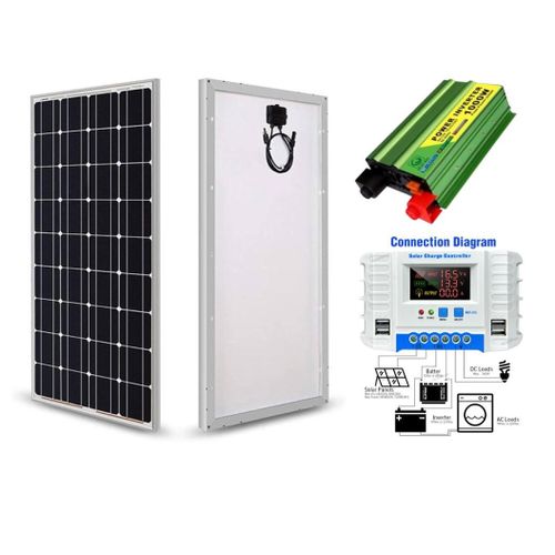 Solarmax 300W Solar Panel All Weather 25 Years Warranty Mono Crystalline 300 W Solar Panel + 1000W Free Solar Power Inverter DC to AC Inverter + 30AH Solar Charge Controller