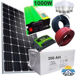 SUNNYPEX COMMERCIAL SOLAR FULLKIT 400W Solar Panel +200Ah Solar Battery +1500W Solar Power Inverter + 30Ah Solar Charge Controller +DC Bulb + 10m Cable