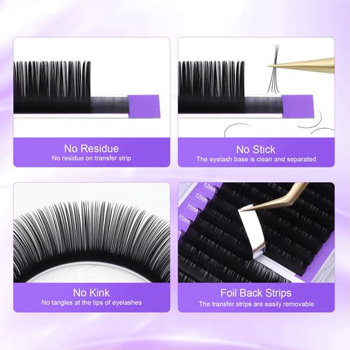 16Rows Classic Individual Eyelash Extension Lashes Matte Black Professional  MIX 7-15MM Soft Natural Curl Faux Mink Eyelashes Extension Individual Eyelashes Artificial Fake False Eyelashes