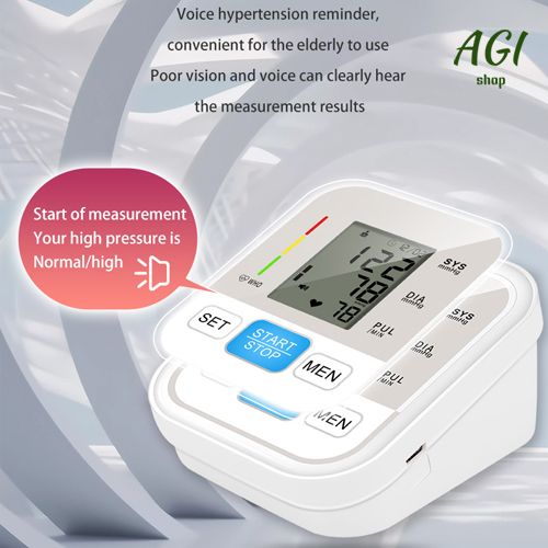 Upper Arm Blood Pressure Monitor Voice Broadcast Measurement Tool Portable LCD Digital Tonometer Sphygmomanometer Tensiometer Heart Rate Pulse Meter Health Care BP Monitor
