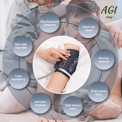 Upper Arm Blood Pressure Monitor Voice Broadcast Measurement Tool Portable LCD Digital Tonometer Sphygmomanometer Tensiometer Heart Rate Pulse Meter Health Care BP Monitor