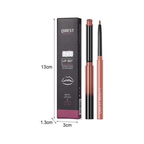 2 Stuks Lippenstift Lipliner Pen Set Matte Fluwelen Lipliner Potlood Contour Sexy Rode Lipstick Langdurige Cosmetica