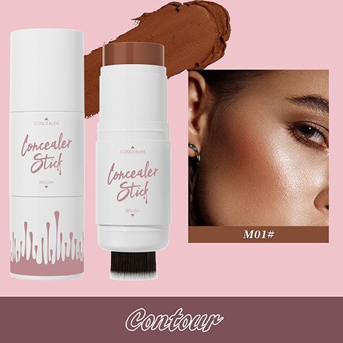Dual-ended multi-functional contour foundation stick and blush highlighter stick can be retouched to add bright and long-lasting view 6