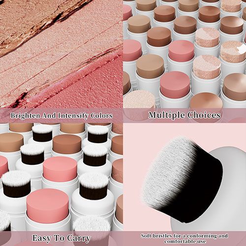 Dual-ended multi-functional contour foundation stick and blush highlighter stick can be retouched to add bright and long-lasting view 3
