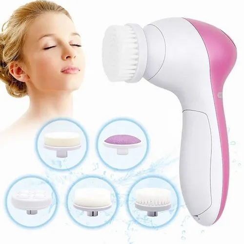 Electric 5 In 1 Facial Brush Facial Massage Spa Skin Instrument Vacuum Pore Cleaner Meter Blackhead Cleaning Cleanser Tools