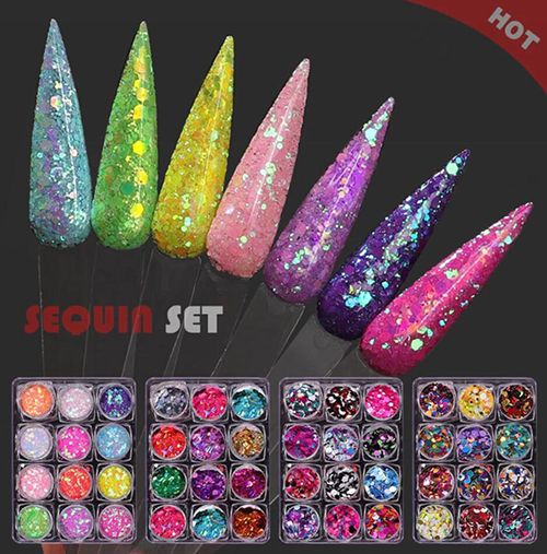 12 box a set Nail Art Powder Dust Shimmer Decoration,Shiny nail glitter,Shimmer Glitter Sequins, 12colors Nail Glitter Powder
