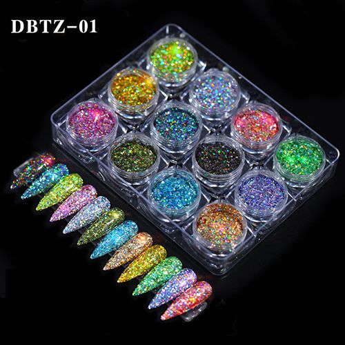 12 box a set Nail Art Powder Dust Shimmer Decoration,Shiny nail glitter,Shimmer Glitter Sequins, 12colors Nail Glitter Powder