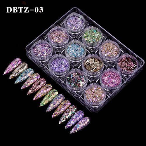 12 box a set Nail Art Powder Dust Shimmer Decoration,Shiny nail glitter,Shimmer Glitter Sequins, 12colors Nail Glitter Powder