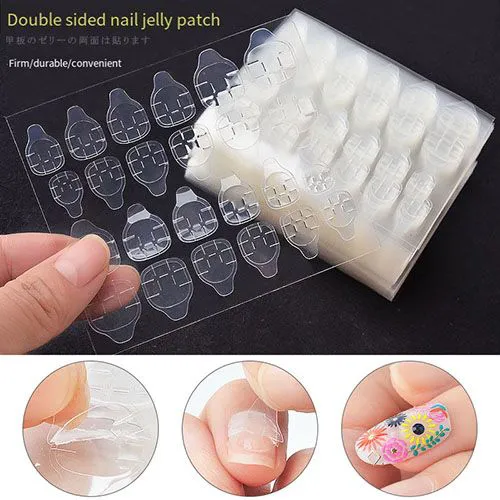10 Sheets Waterproof Breathable Jelly Double Sided Nail Adhesives,Press on Nails Sticky Tabs Nail Glue Sticker Double-Sided Tape Adhesive Stickers False Nail Glue Suitable for False Nail Tips Transpar