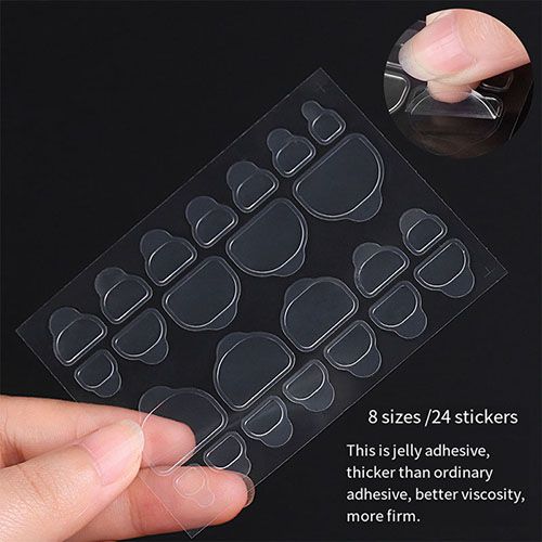 10 Sheets Waterproof Breathable Jelly Double Sided Nail Adhesives,Press on Nails Sticky Tabs Nail Glue Sticker Double-Sided Tape Adhesive Stickers False Nail Glue Suitable for False Nail Tips Transpar