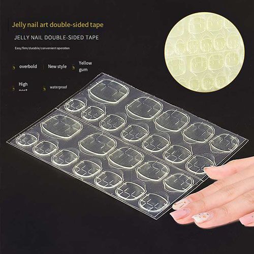 10 Sheets Waterproof Breathable Jelly Double Sided Nail Adhesives,Press on Nails Sticky Tabs Nail Glue Sticker Double-Sided Tape Adhesive Stickers False Nail Glue Suitable for False Nail Tips Transpar