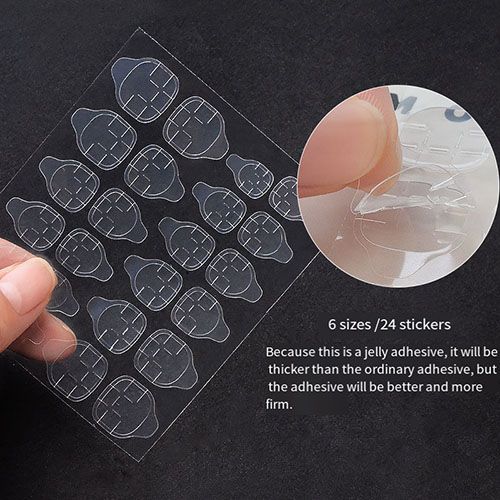 10 Sheets Waterproof Breathable Jelly Double Sided Nail Adhesives,Press on Nails Sticky Tabs Nail Glue Sticker Double-Sided Tape Adhesive Stickers False Nail Glue Suitable for False Nail Tips Transpar