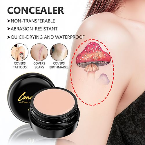 Waterproof Full Coverage Concealer for Tattoos, Scars - Natural Finish Foundation for All Skin Tones & Types