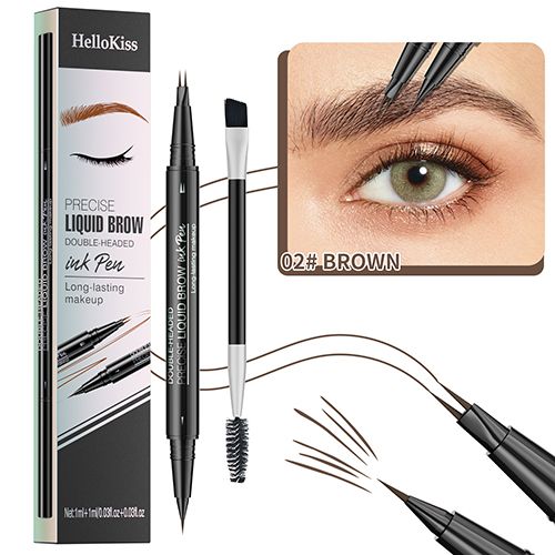 2-in-1 dual-ended eyebrow pencil with micro-fork tip and precision brush for natural-looking brows view 7